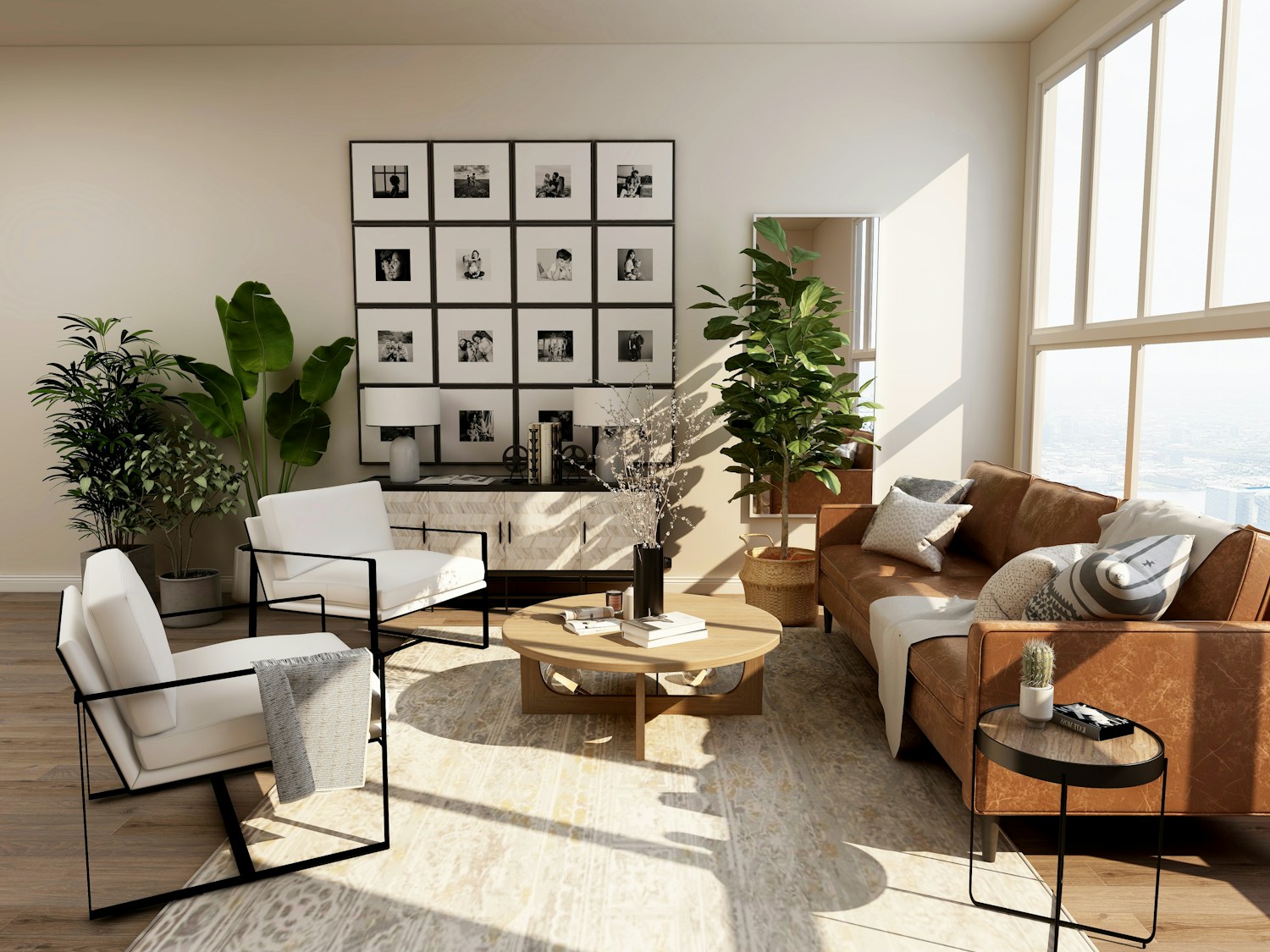Nowoczesny salon w neutralnych kolorach